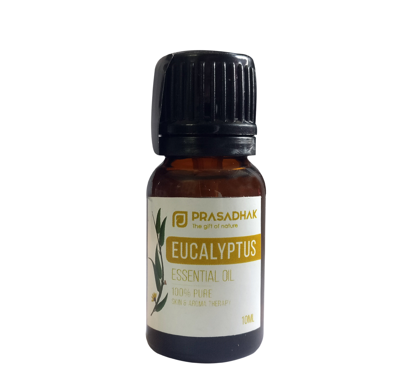 Prasadhak Eucalyptus Essential Oil bottle - 100% pure steam-distilled oil for aromatherapy and diffusers
