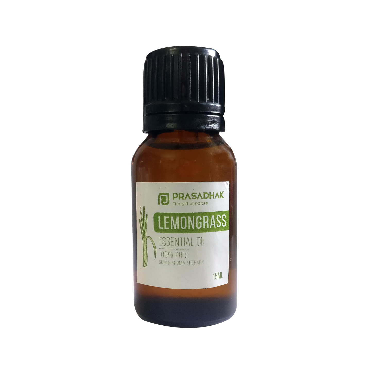 Prasadhak Lemongrass Essential Oil bottle - 100% pure oil for aromatherapy