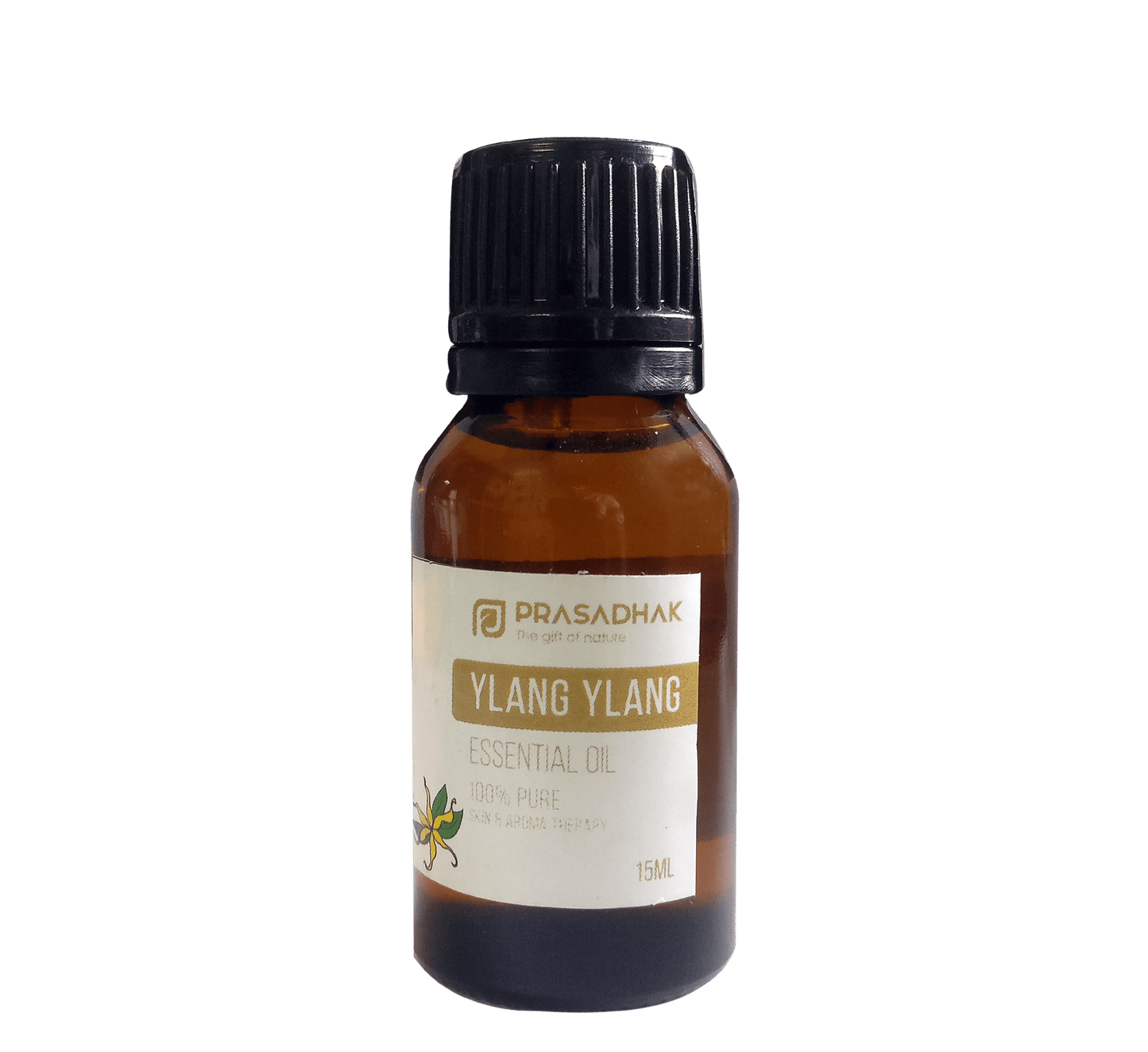 Prasadhak Ylang Ylang Essential Oil bottle - 100% pure oil for aromatherapy and perfumery
