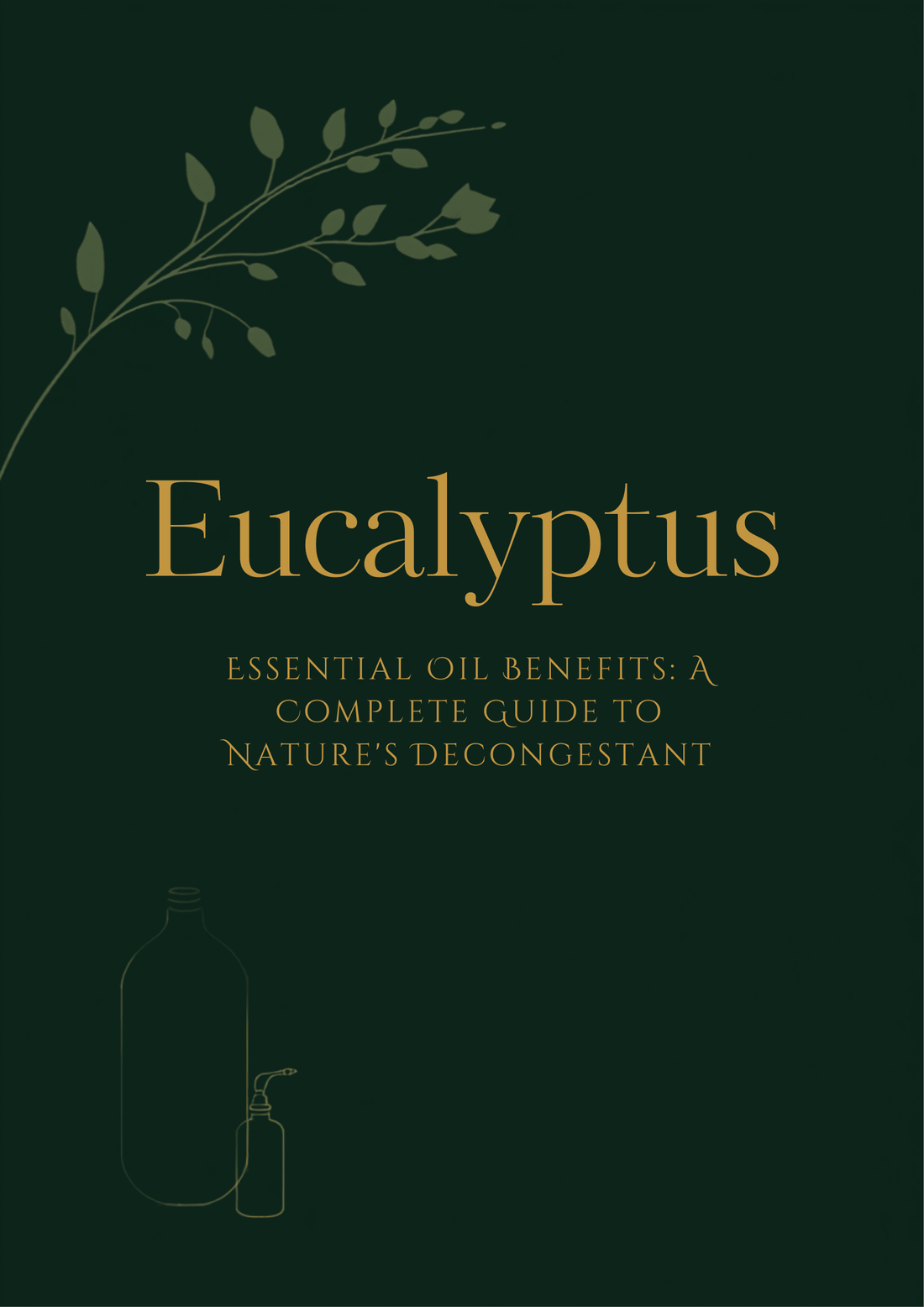 Fresh eucalyptus branches and leaves with amber essential oil bottle on stone — pure eucalyptus essential oil by Prasadhak