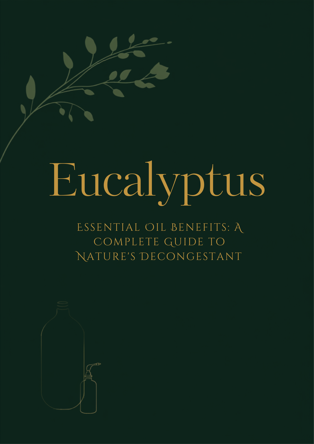 Fresh eucalyptus branches and leaves with amber essential oil bottle on stone — pure eucalyptus essential oil by Prasadhak