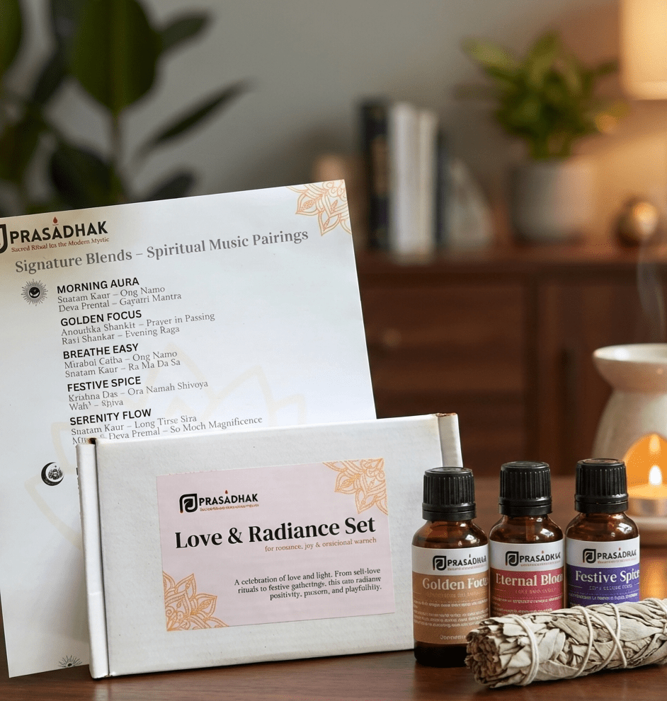 Prasadhak Love and Radiance Essential Oil Set for spiritual rituals