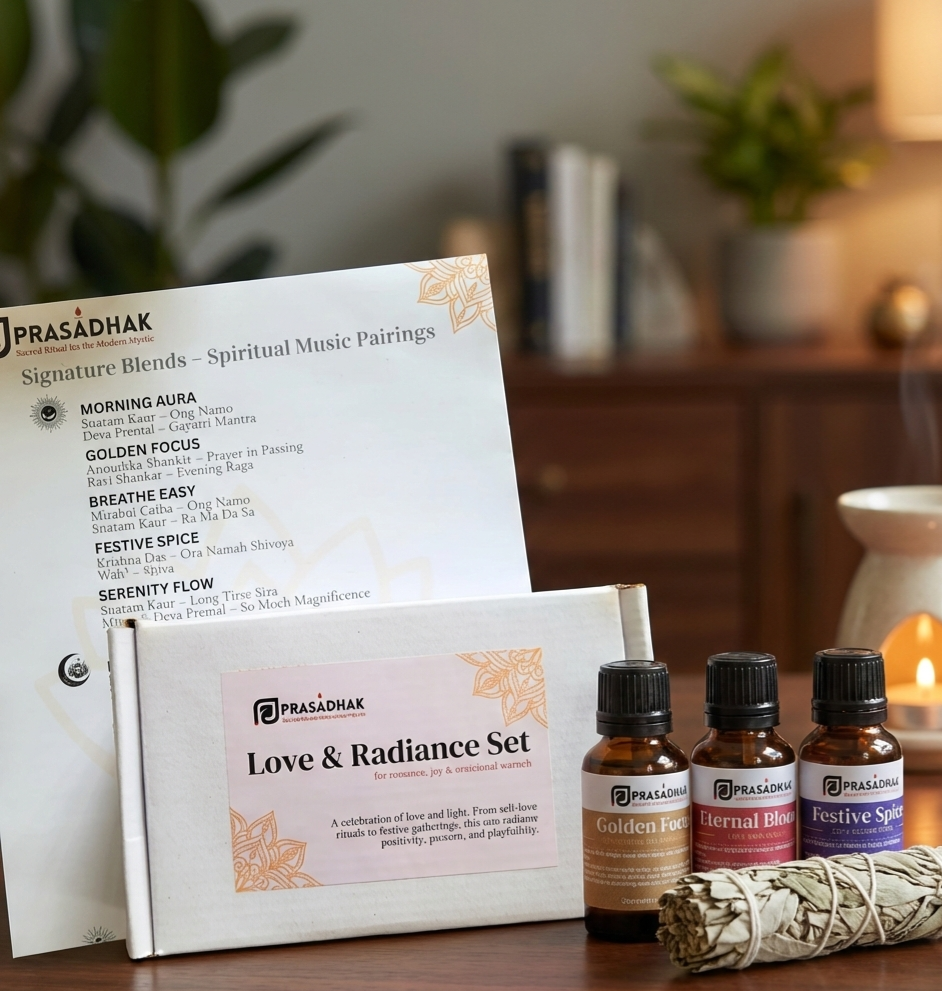 Prasadhak Love and Radiance Essential Oil Set for spiritual rituals