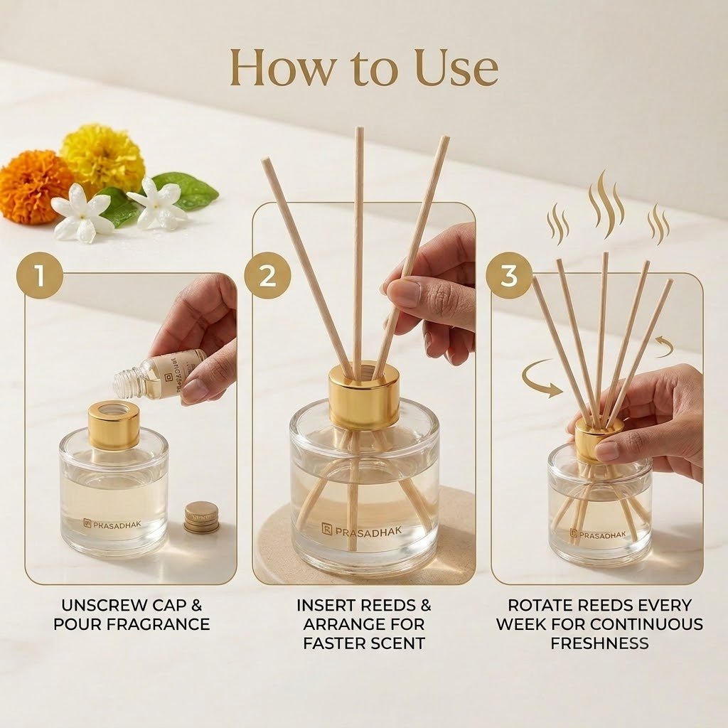 How to use essential oil glass diffuser with reed sticks