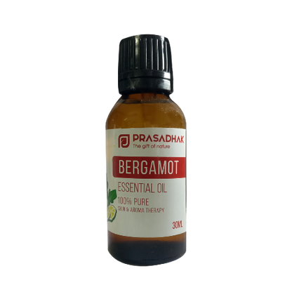 Prasadhak Bergamot Essential Oil bottle - 100% pure oil for aromatherapy