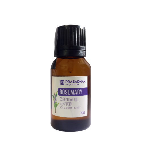 Prasadhak Rosemary Essential Oil bottle - 100% pure oil for aromatherapy