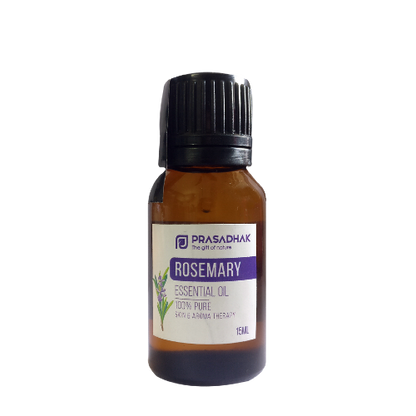 Prasadhak Rosemary Essential Oil bottle - 100% pure oil for aromatherapy