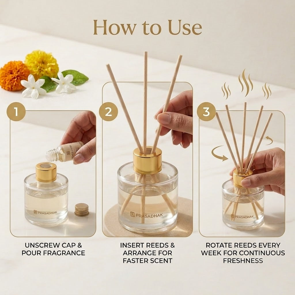 How to use essential oil glass diffuser with reed sticks