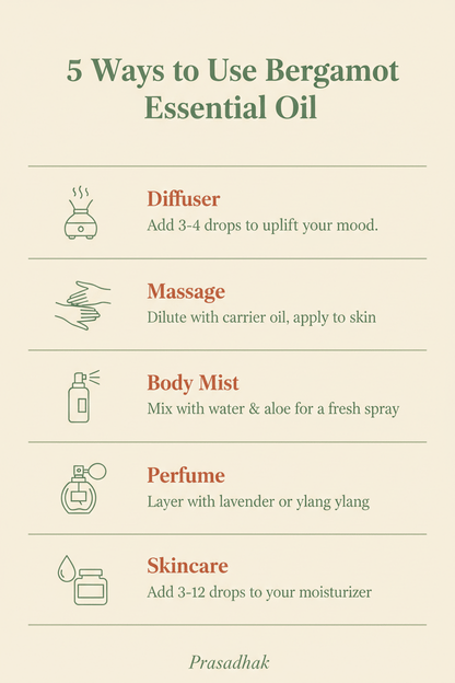 Bergamot 5 Ways Infographic prasadhak essential oils