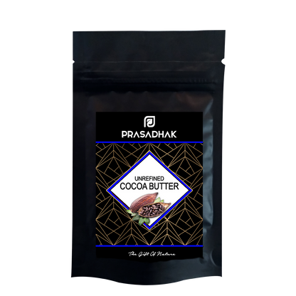 Prasadhak Unrefined Cocoa Butter block - raw natural butter for skin moisturizing