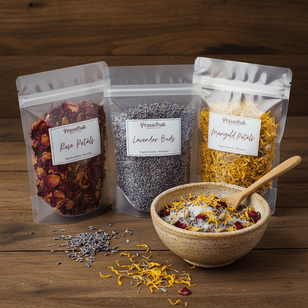 Dried Herbs & Petals - 50g rose buds calendula - Prasadhak