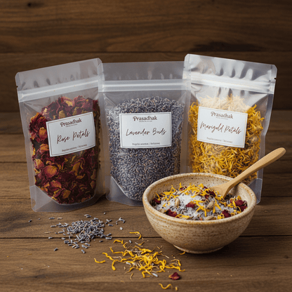 Dried Herbs & Petals - 50g rose buds calendula - Prasadhak