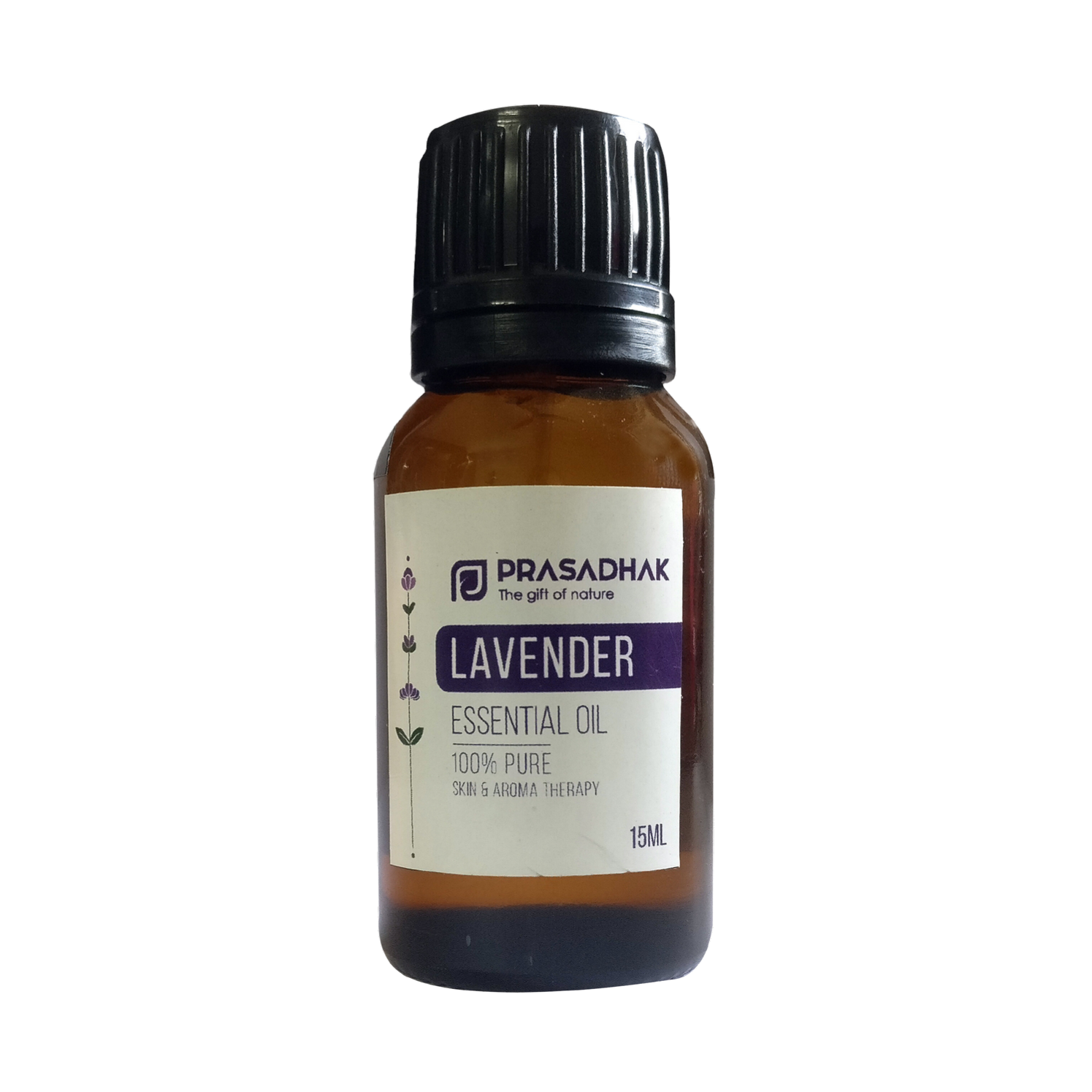 Prasadhak Lavender Essential Oil bottle - 100% pure oil for aromatherapy