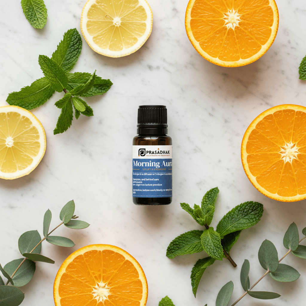 Morning Aura – Uplift & Energize | Essential Oil Blend (30ml) blend blends clarity 3- Prasadhak