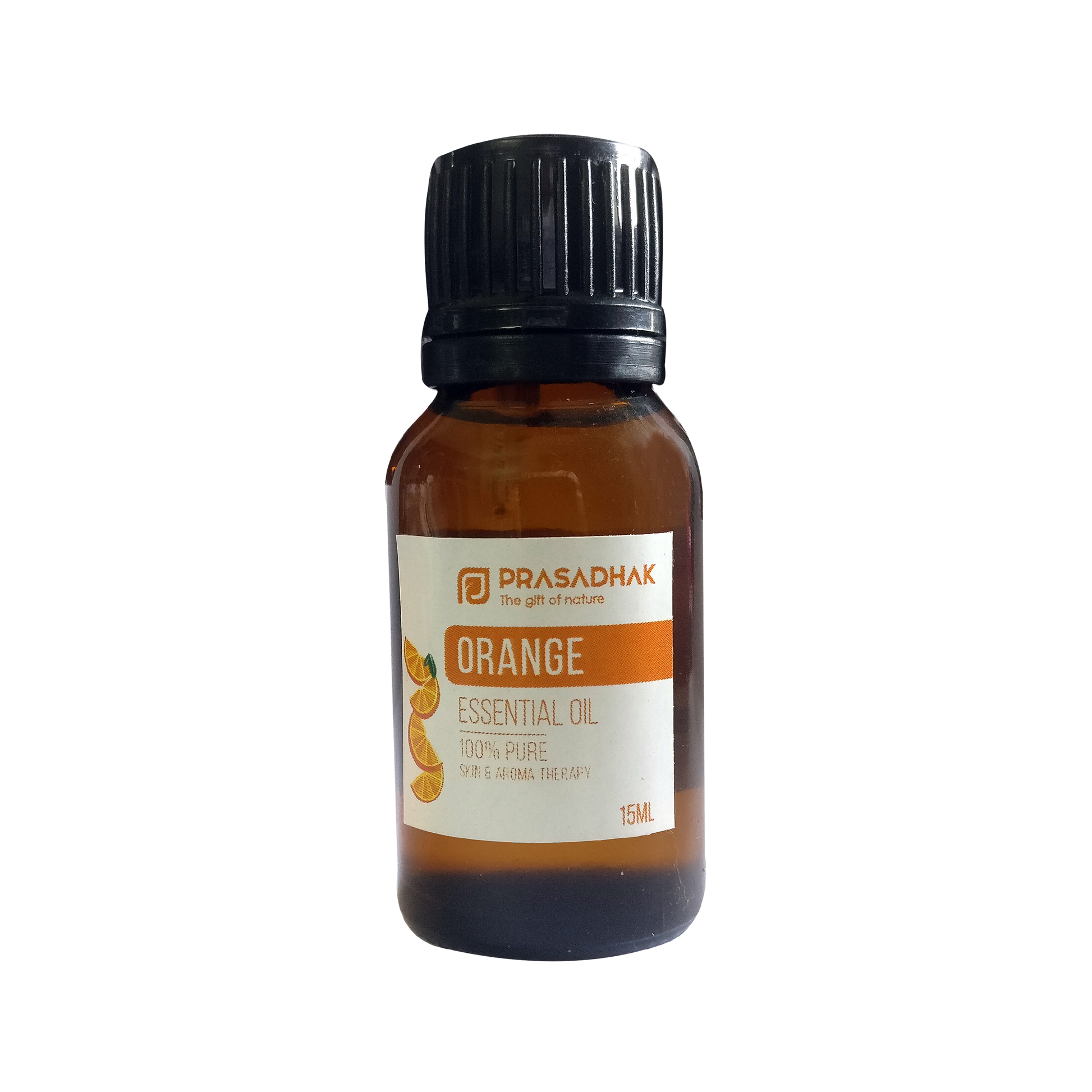 Prasadhak Orange Essential Oil bottle - 100% pure oil for aromatherapy