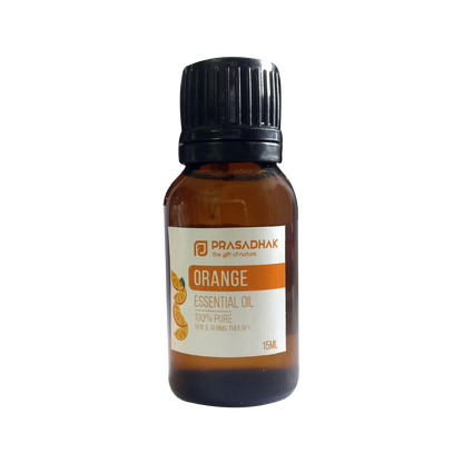Prasadhak Orange Essential Oil bottle - 100% pure oil for aromatherapy