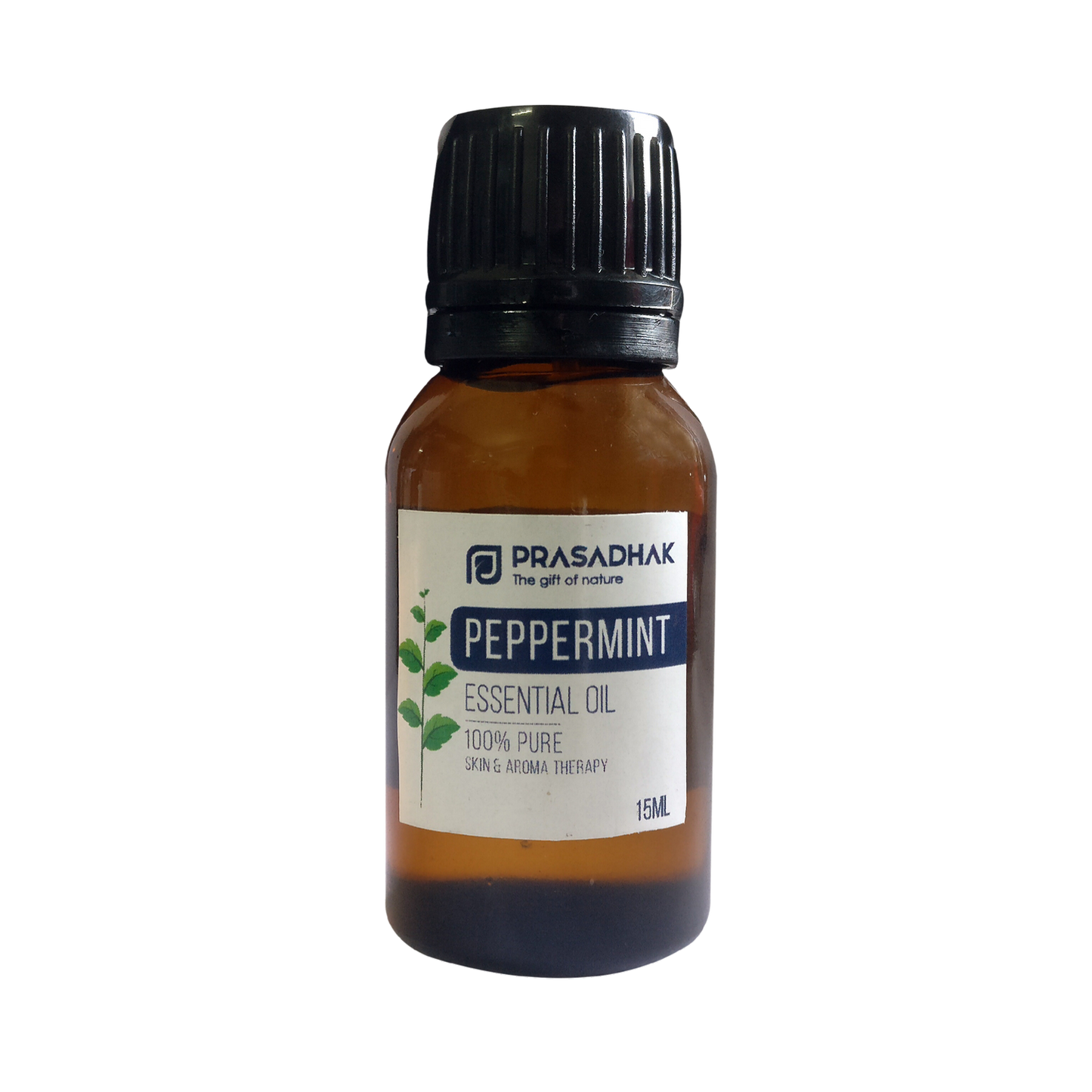 Prasadhak Peppermint Essential Oil bottle - 100% pure oil for aromatherapy