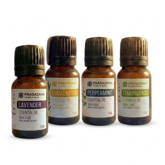 Monsoon Ritual Kit — Lemongrass, Peppermint, Lavender & Eucalyptus Essential Oils (4 x 15ml)