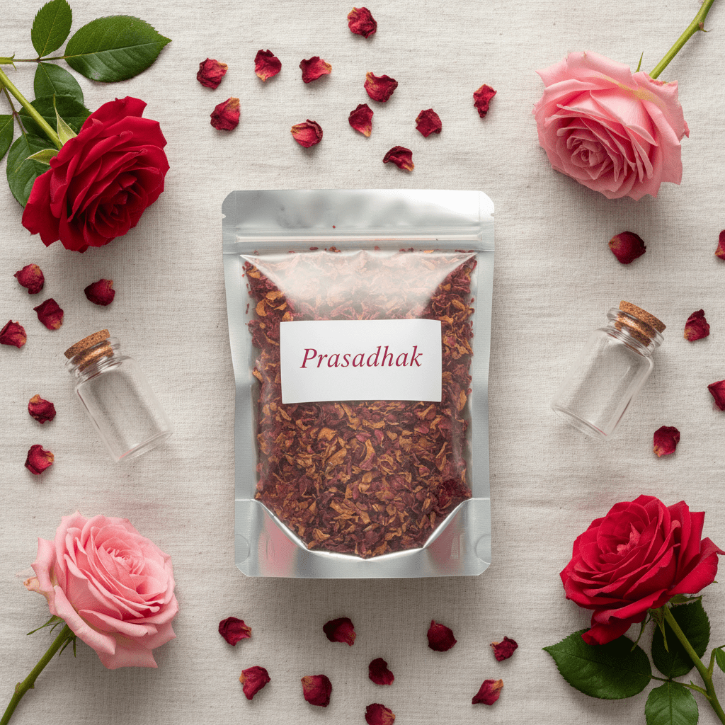 Dried Herbs & Petals - 50g rose buds and rosemary- Prasadhak