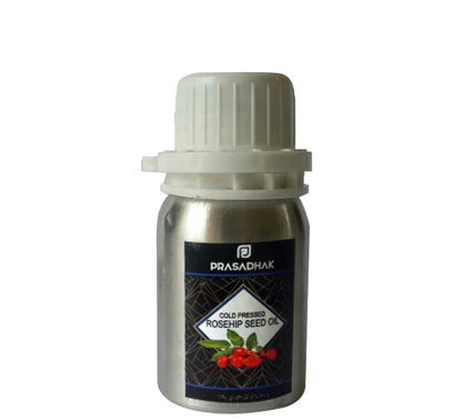 Prasadhak Cold-pressed Rosehip Seed Oil bottle - pure carrier oil for skin