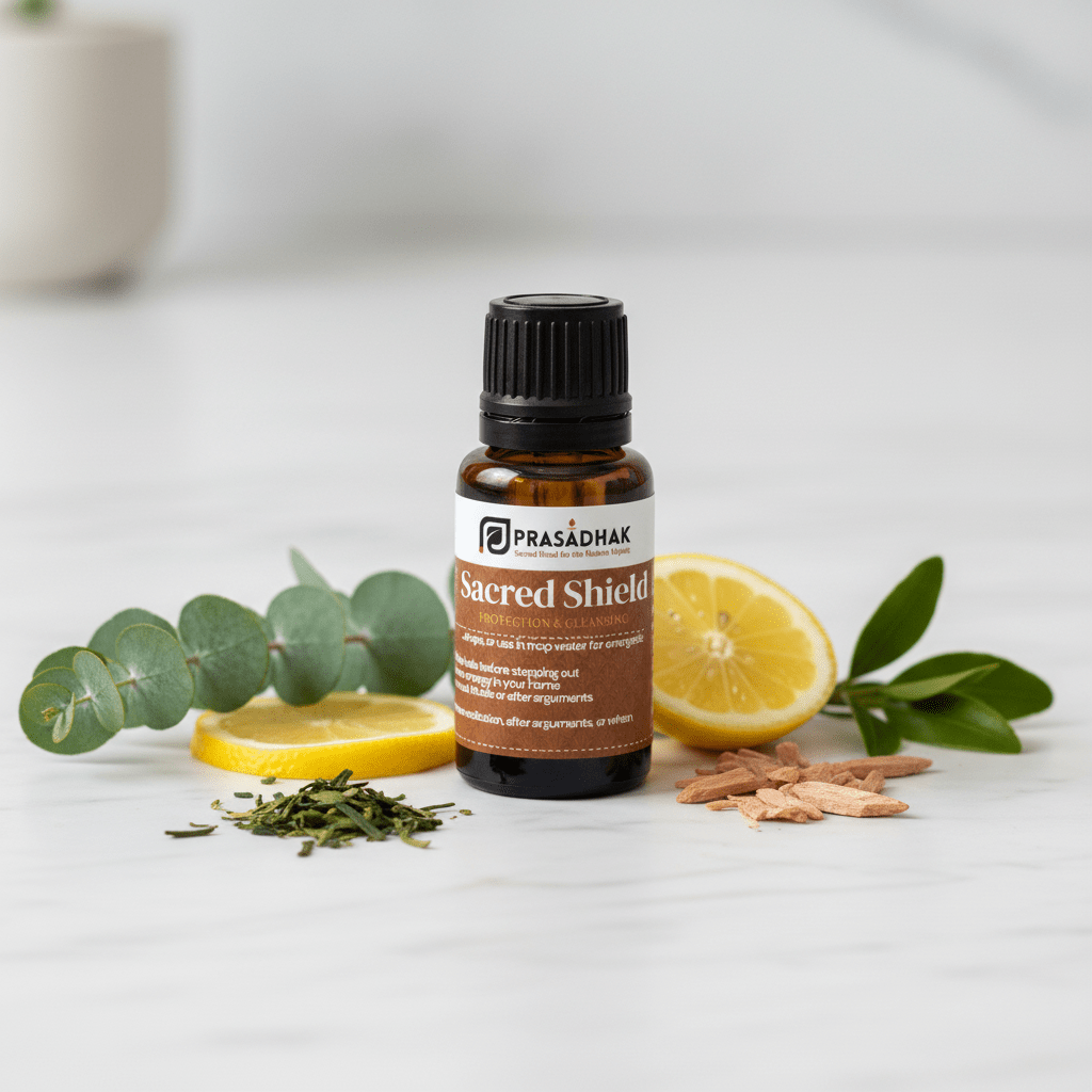Sacred Shield – Protection & Space Cleansing | Essential Oil Blend (30ml) aromatherapy balance essential oil- Prasadhak