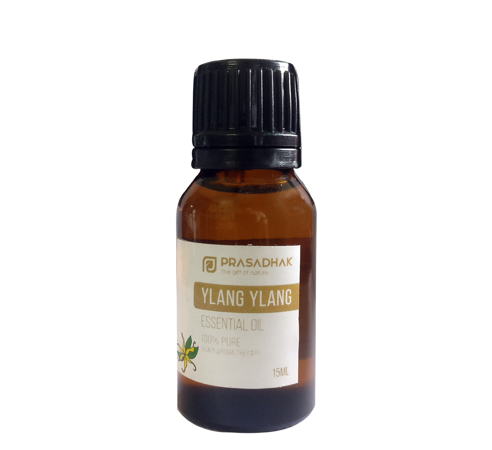 Prasadhak Ylang Ylang Essential Oil bottle - 100% pure oil for aromatherapy and perfumery