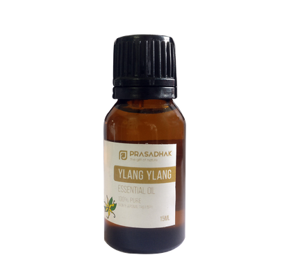 Prasadhak Ylang Ylang Essential Oil bottle - 100% pure oil for aromatherapy and perfumery